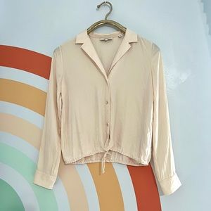 Vince Silk Blouse with Bottom Adjustable Tied Waist Hem 2 Ivory